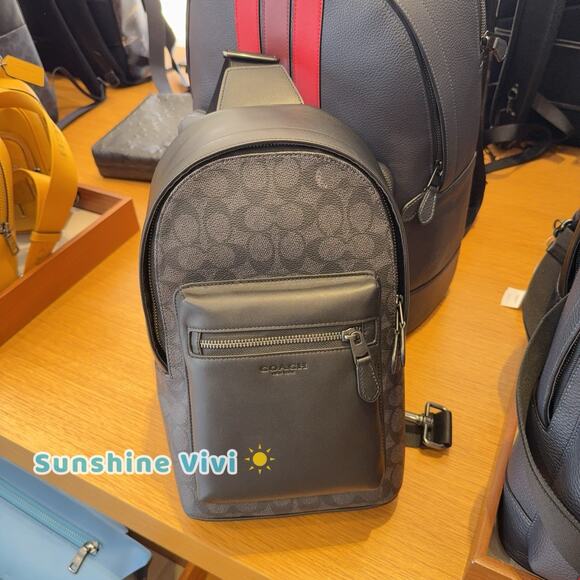 NWT Coach Men's West Pack In Signature Canvas CV924 Gunmetal/Charcoal/Black - Picture 1 of 9